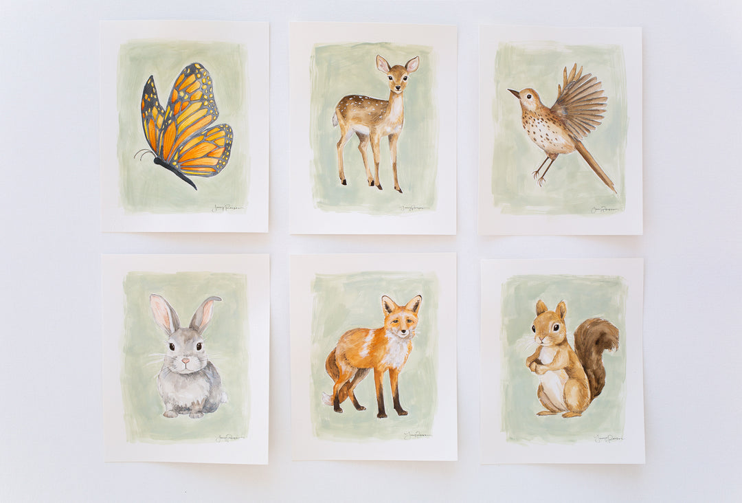 Animals on Green Background