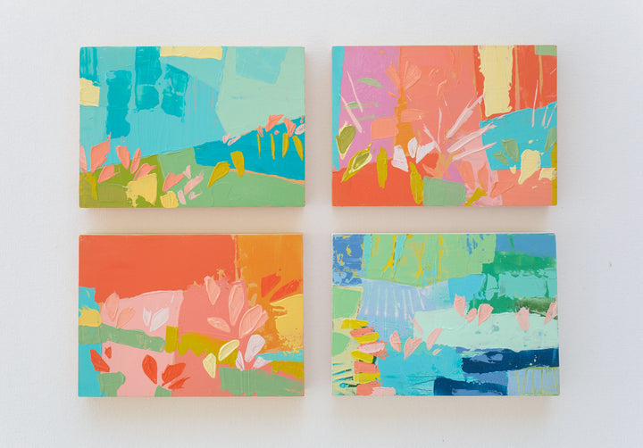 5 x 7 Floral Abstracts on Wood Panel