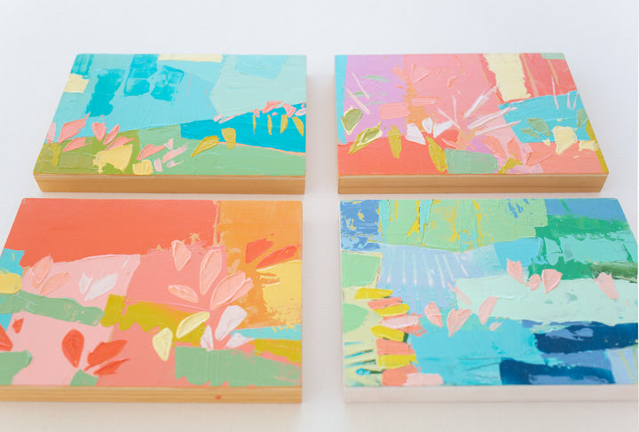 5 x 7 Floral Abstracts on Wood Panel